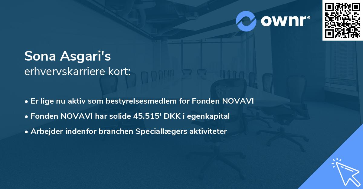 Sona Asgari's erhvervskarriere kort