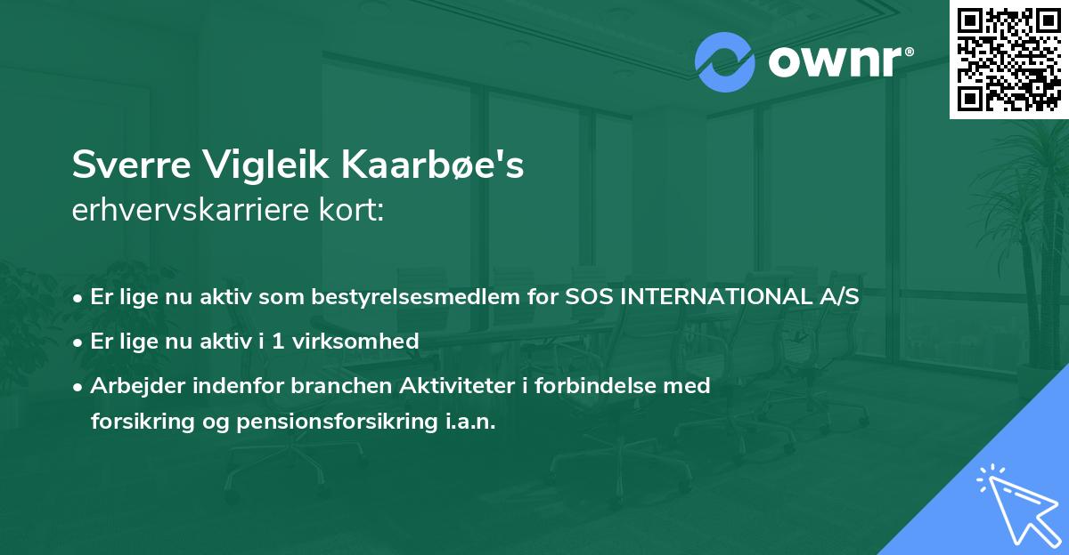 Sverre Vigleik Kaarbøe's erhvervskarriere kort