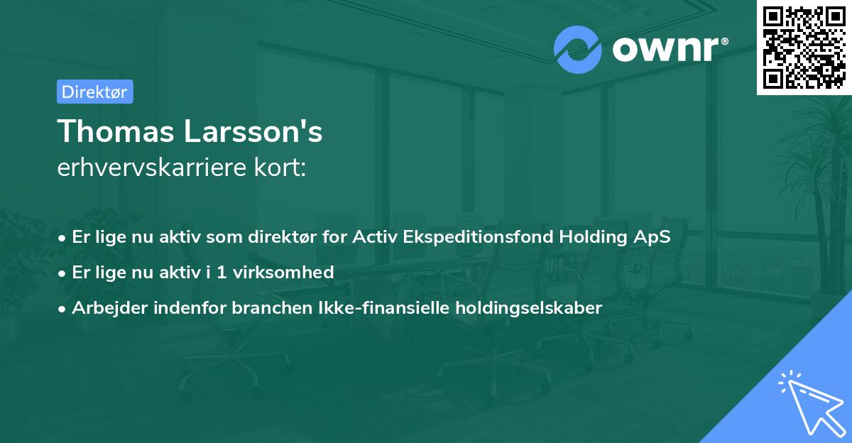 Thomas Larsson's erhvervskarriere kort