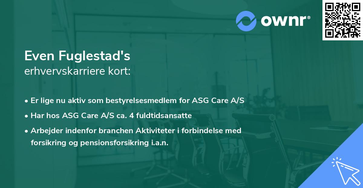 Even Fuglestad's erhvervskarriere kort
