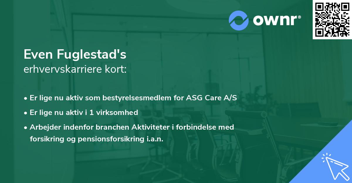 Even Fuglestad's erhvervskarriere kort