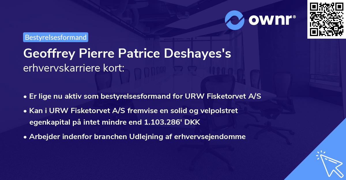 Geoffrey Pierre Patrice Deshayes's erhvervskarriere kort