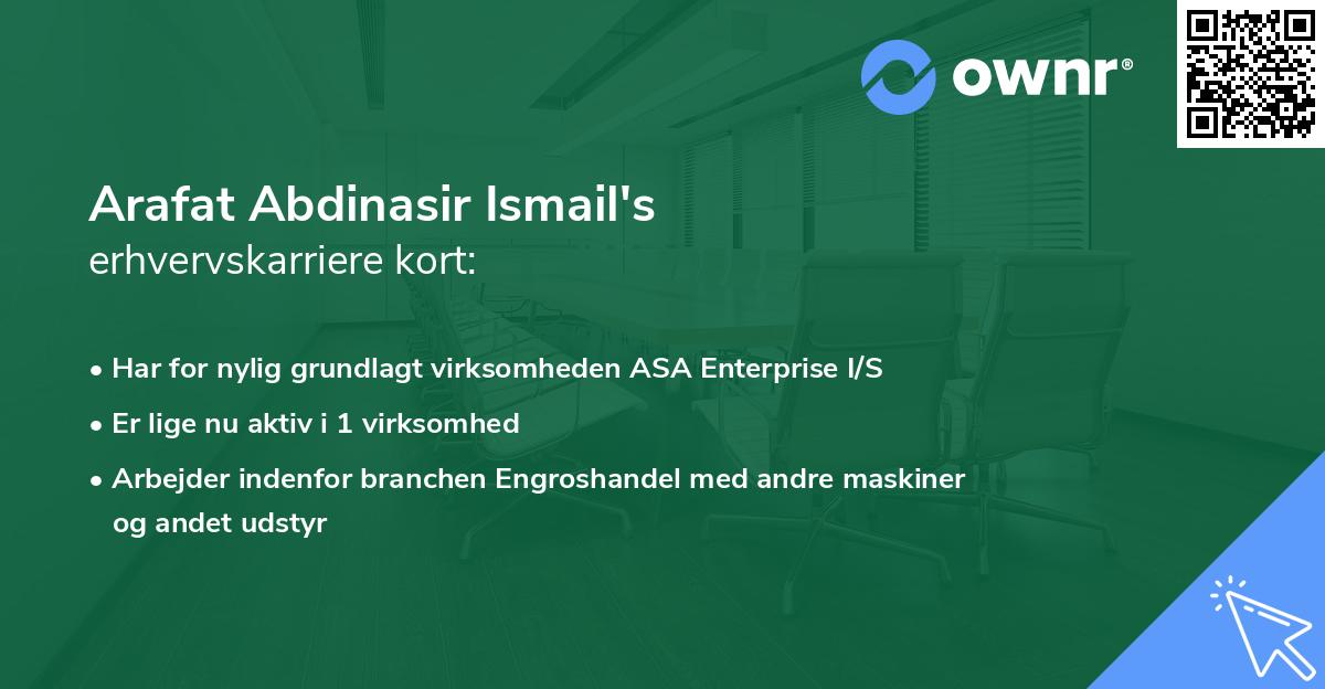 Arafat Abdinasir Ismail's erhvervskarriere kort