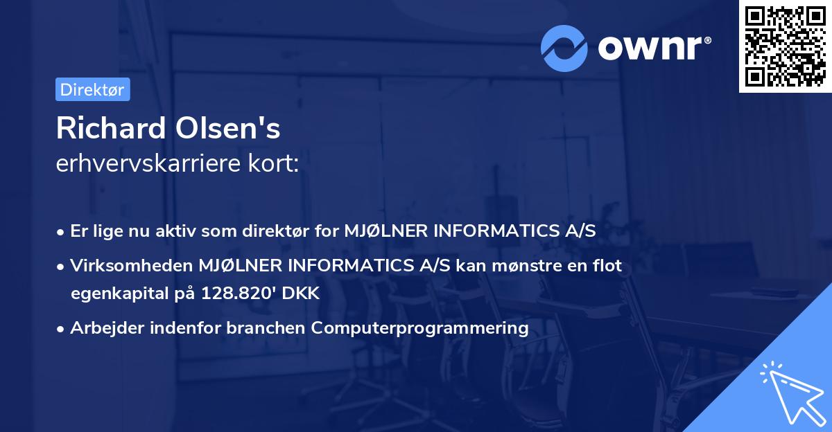 Richard Olsen's erhvervskarriere kort