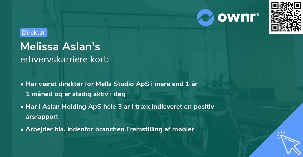 Melissa Aslan's erhvervskarriere kort