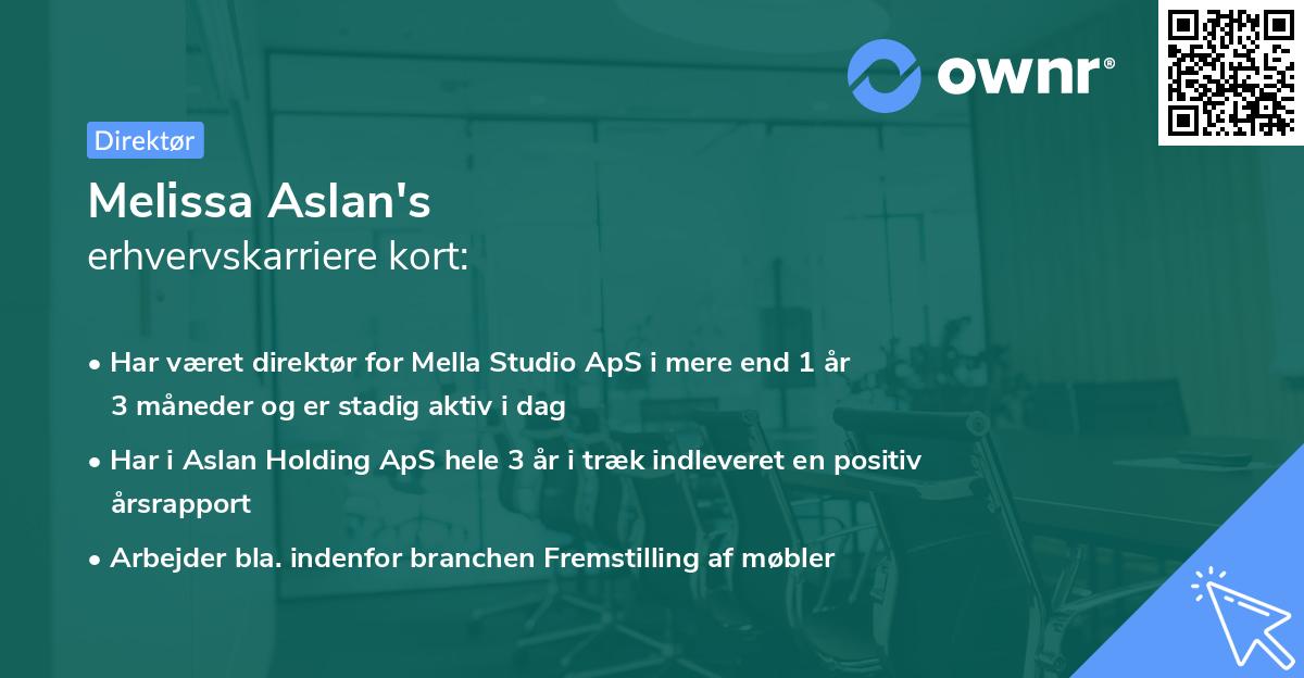 Melissa Aslan's erhvervskarriere kort