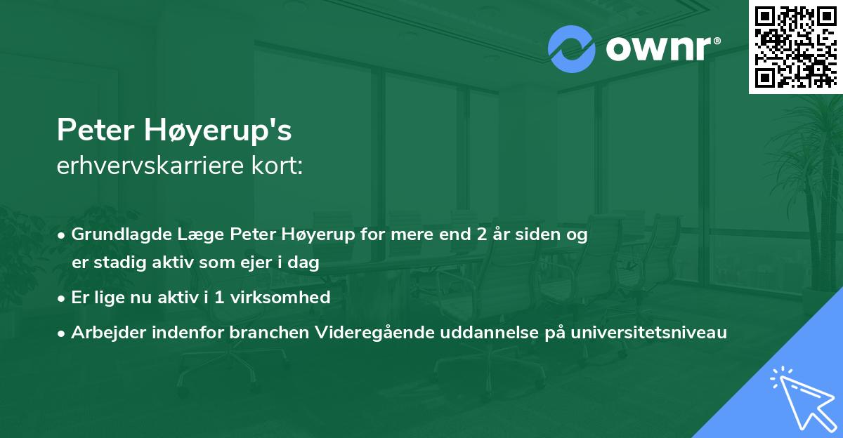 Peter Høyerup's erhvervskarriere kort