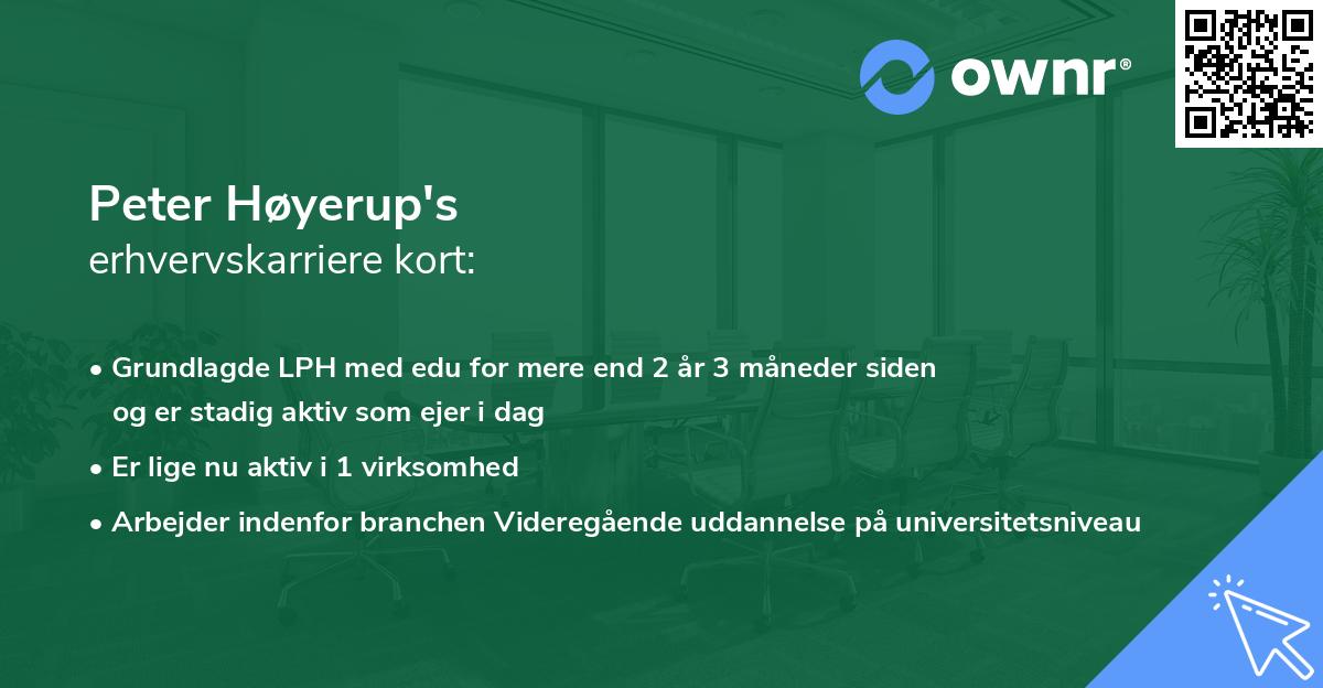 Peter Høyerup's erhvervskarriere kort