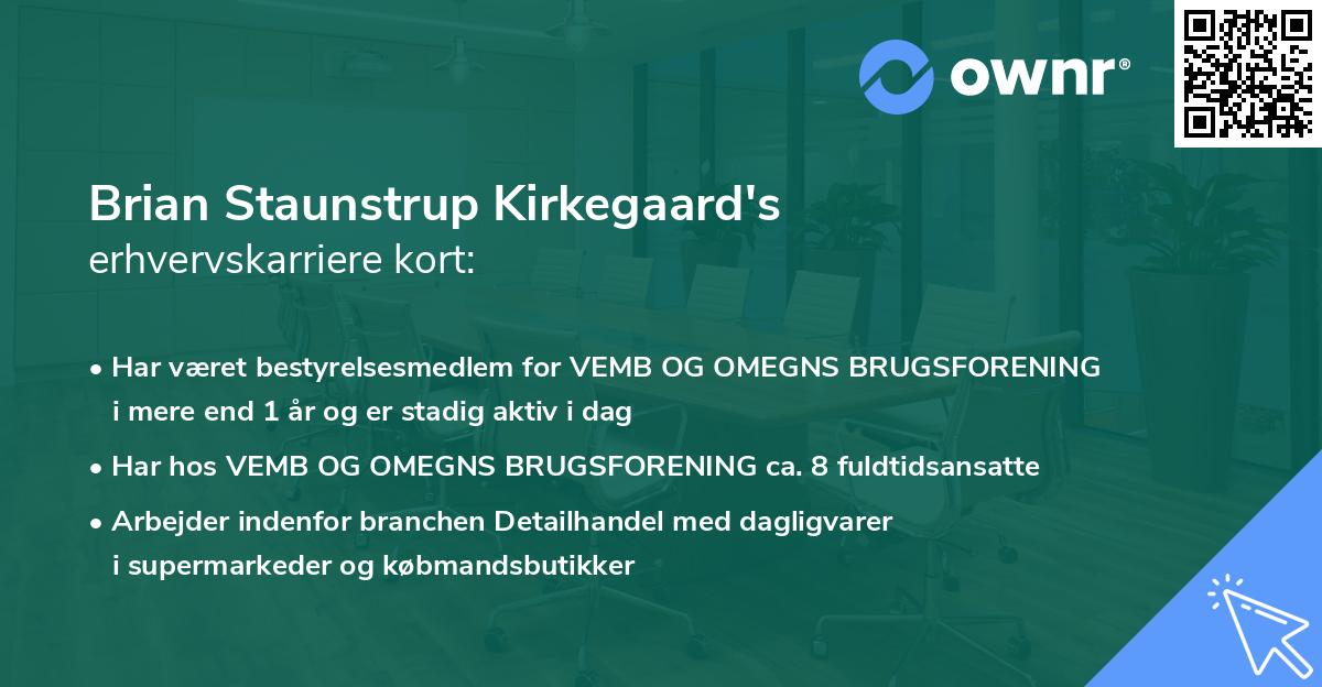 Brian Staunstrup Kirkegaard's erhvervskarriere kort