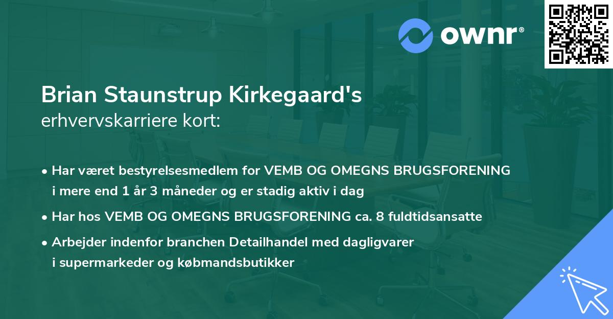 Brian Staunstrup Kirkegaard's erhvervskarriere kort