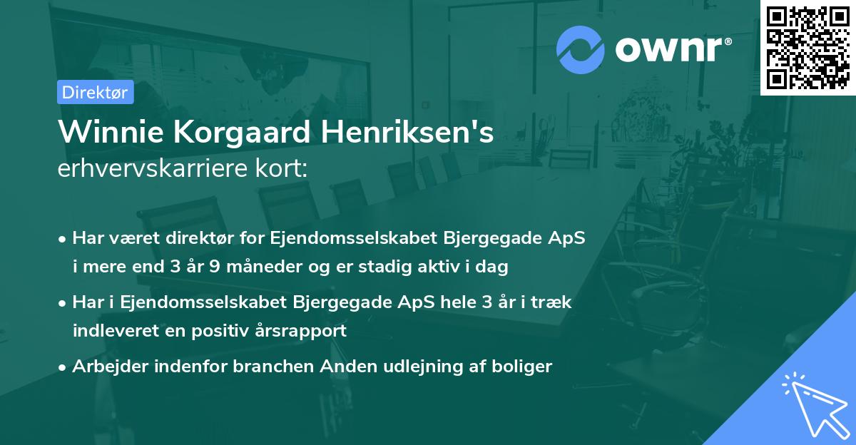 Winnie Korgaard Henriksen's erhvervskarriere kort