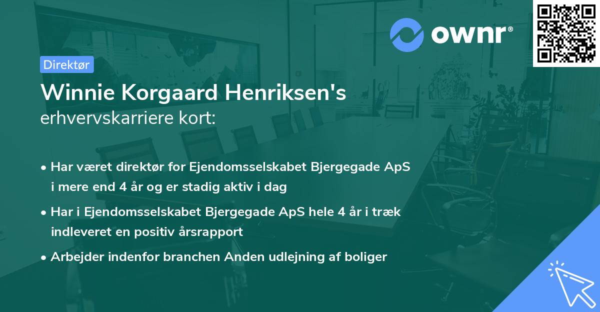 Winnie Korgaard Henriksen's erhvervskarriere kort