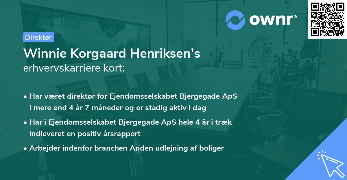 Winnie Korgaard Henriksen's erhvervskarriere kort