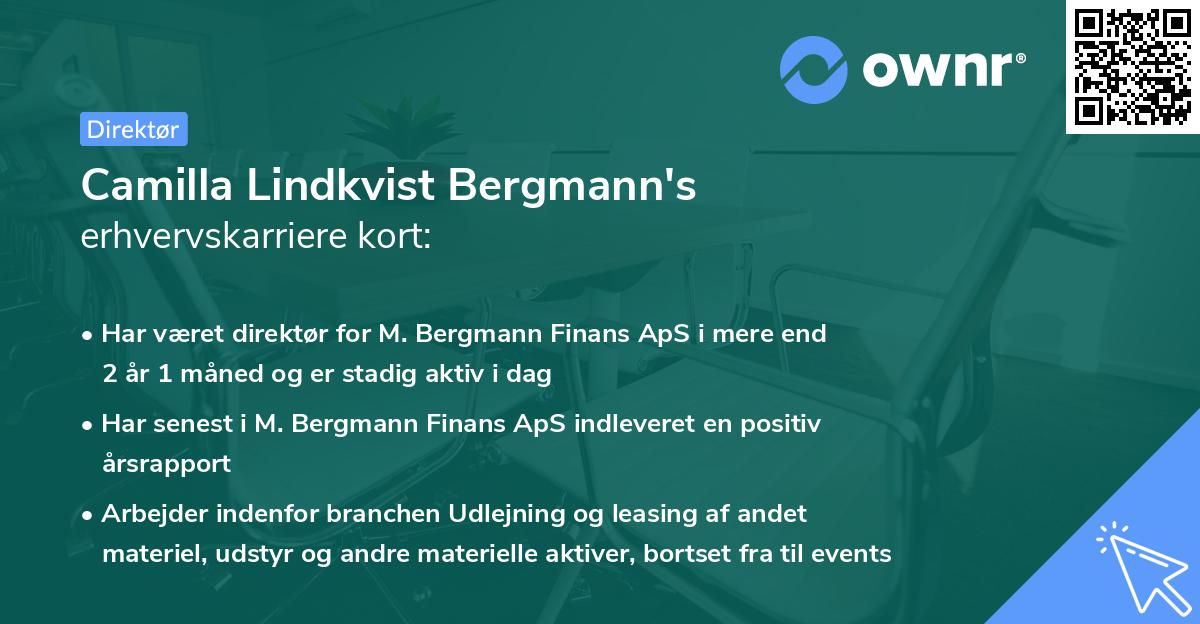Camilla Lindkvist Bergmann's erhvervskarriere kort