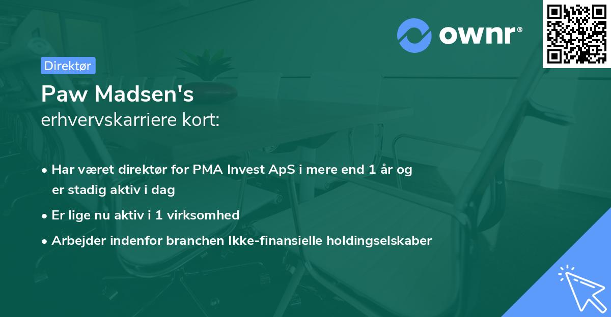 Paw Madsen's erhvervskarriere kort