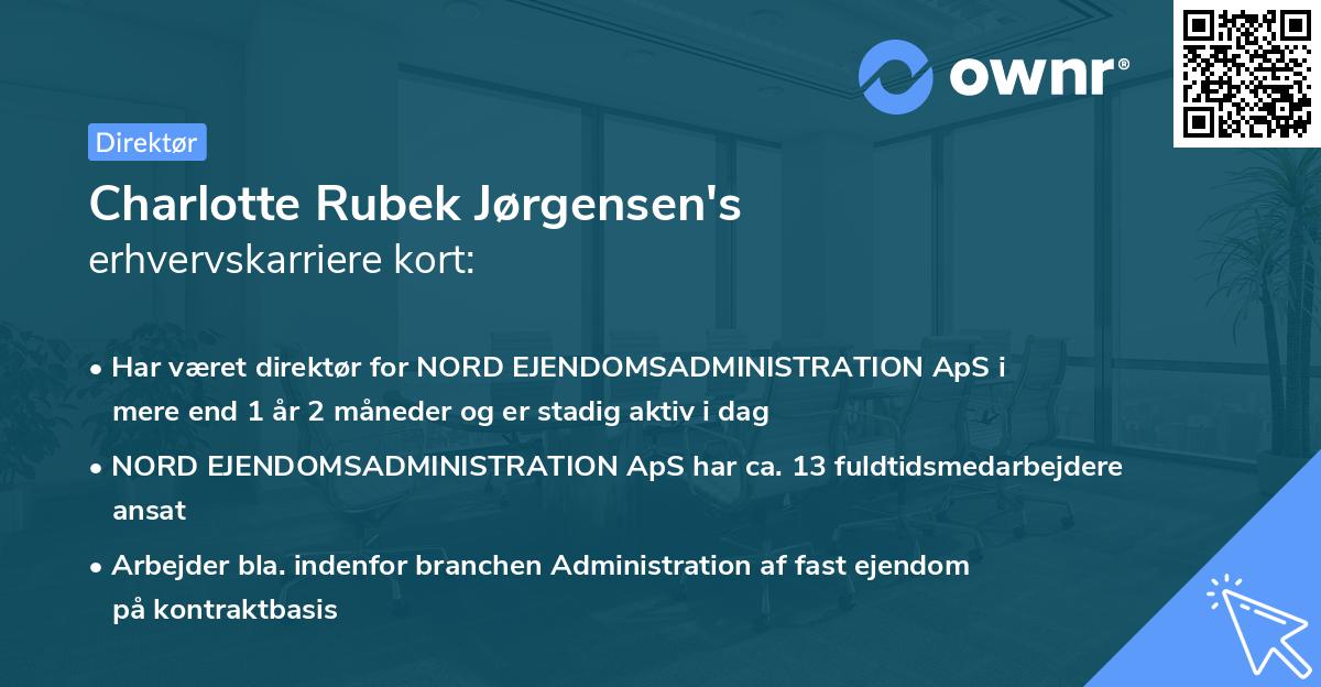 Charlotte Rubek Jørgensen's erhvervskarriere kort