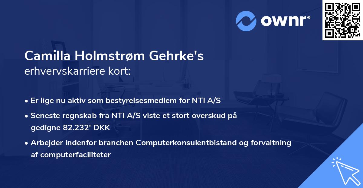 Camilla Holmstrøm Gehrke's erhvervskarriere kort