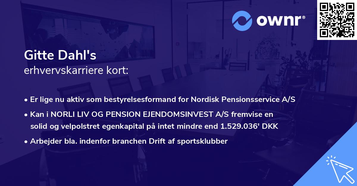 Gitte Dahl's erhvervskarriere kort