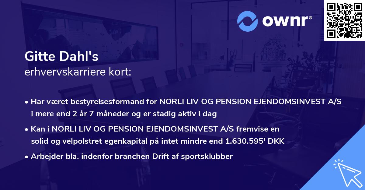 Gitte Dahl's erhvervskarriere kort