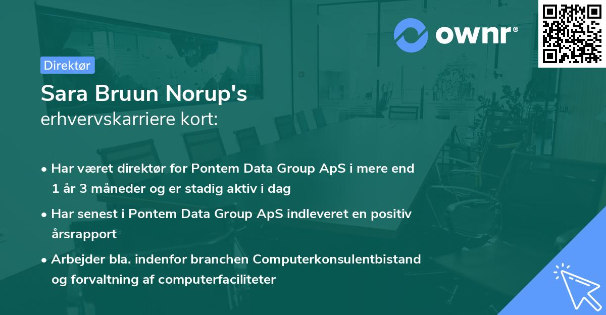 Sara Bruun Norup's erhvervskarriere kort
