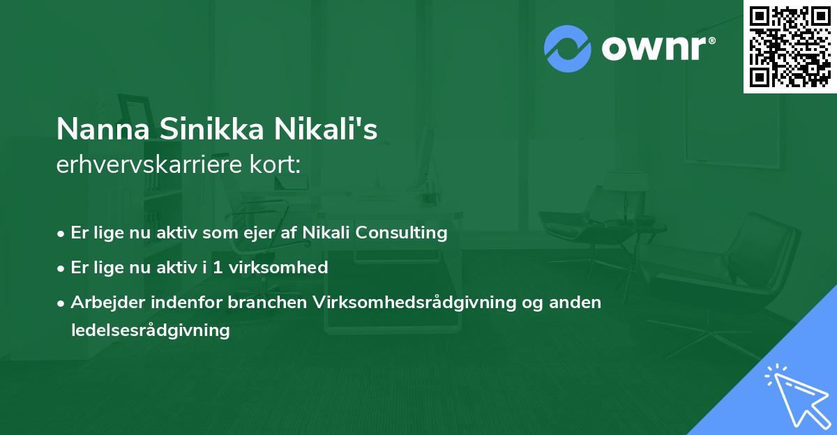 Nanna Sinikka Nikali's erhvervskarriere kort