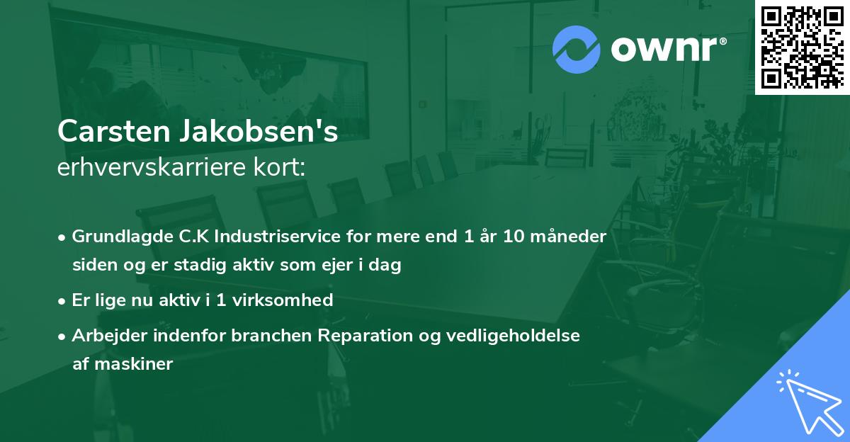Carsten Jakobsen's erhvervskarriere kort