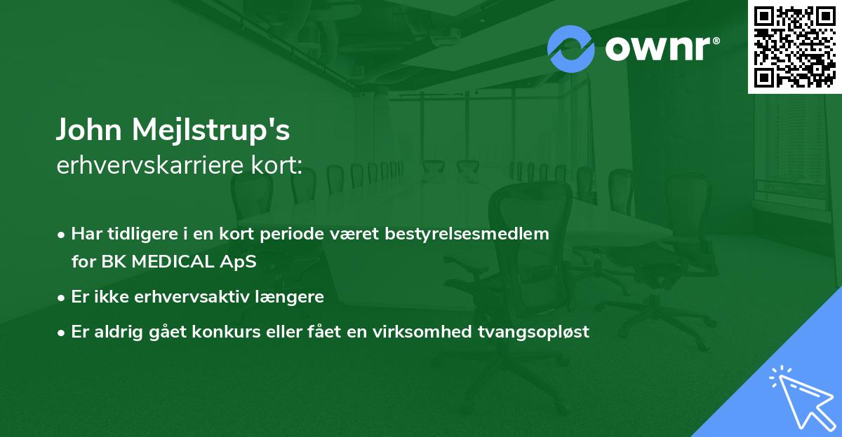 John Mejlstrup's erhvervskarriere kort