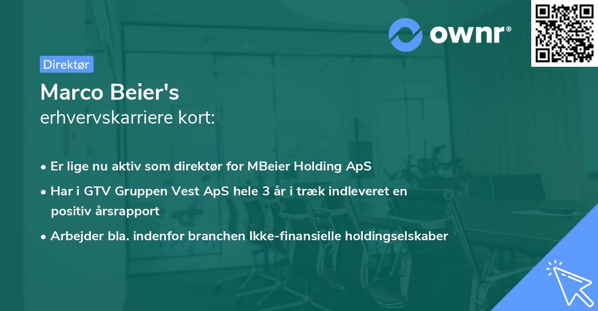 Marco Beier's erhvervskarriere kort
