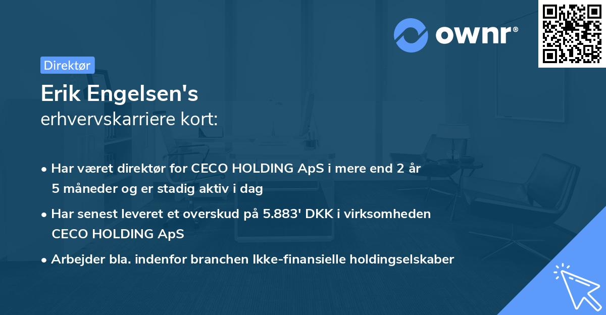 Erik Engelsen's erhvervskarriere kort