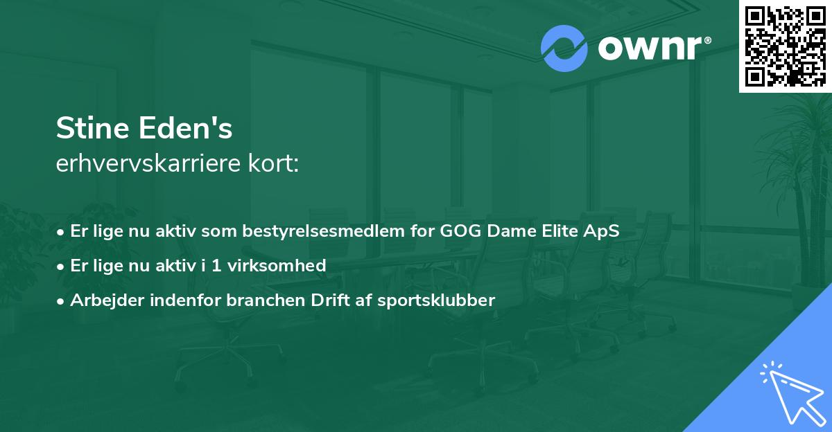 Stine Eden's erhvervskarriere kort