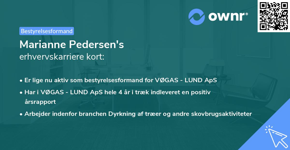 Marianne Pedersen's erhvervskarriere kort