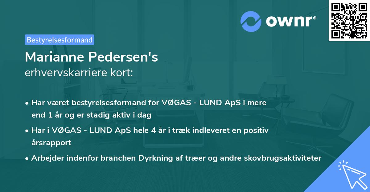 Marianne Pedersen's erhvervskarriere kort