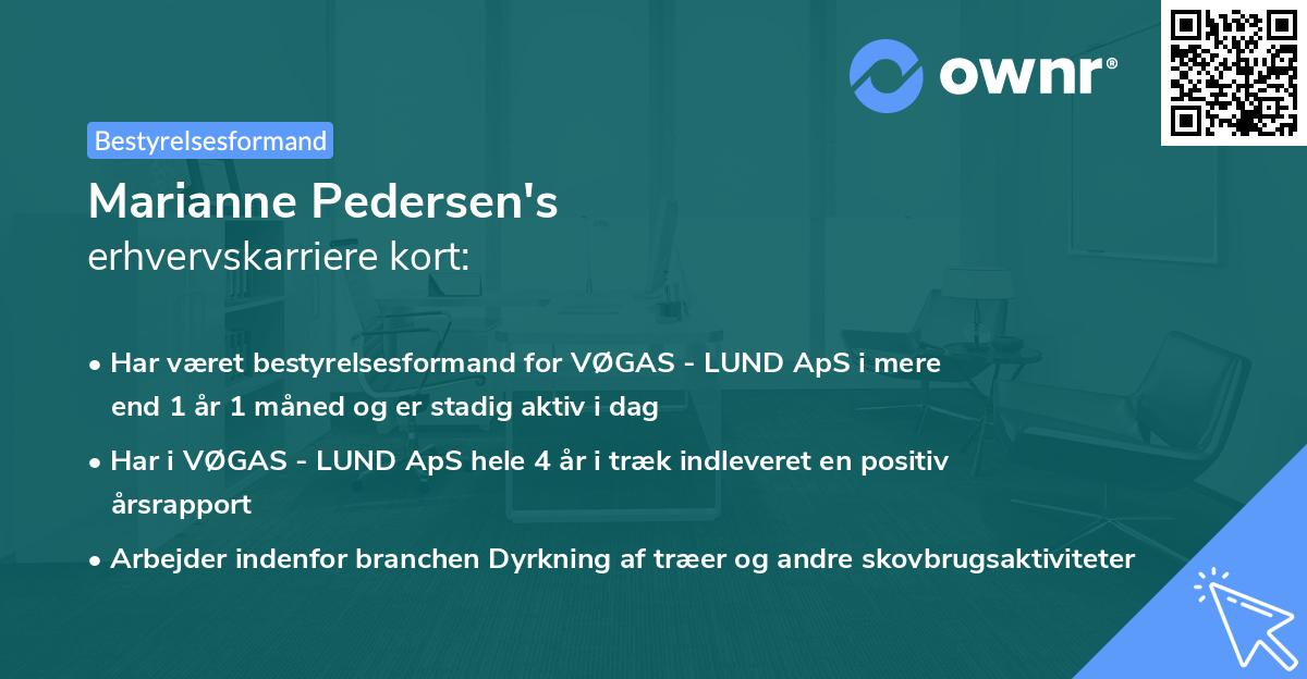 Marianne Pedersen's erhvervskarriere kort