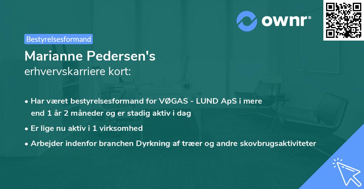 Marianne Pedersen's erhvervskarriere kort