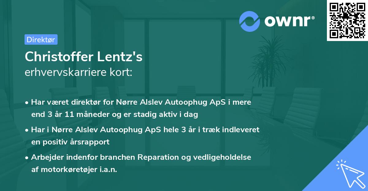 Christoffer Lentz's erhvervskarriere kort