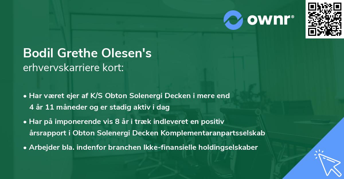 Bodil Grethe Olesen's erhvervskarriere kort