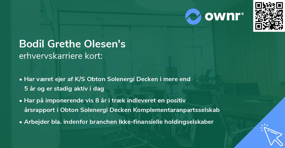 Bodil Grethe Olesen's erhvervskarriere kort