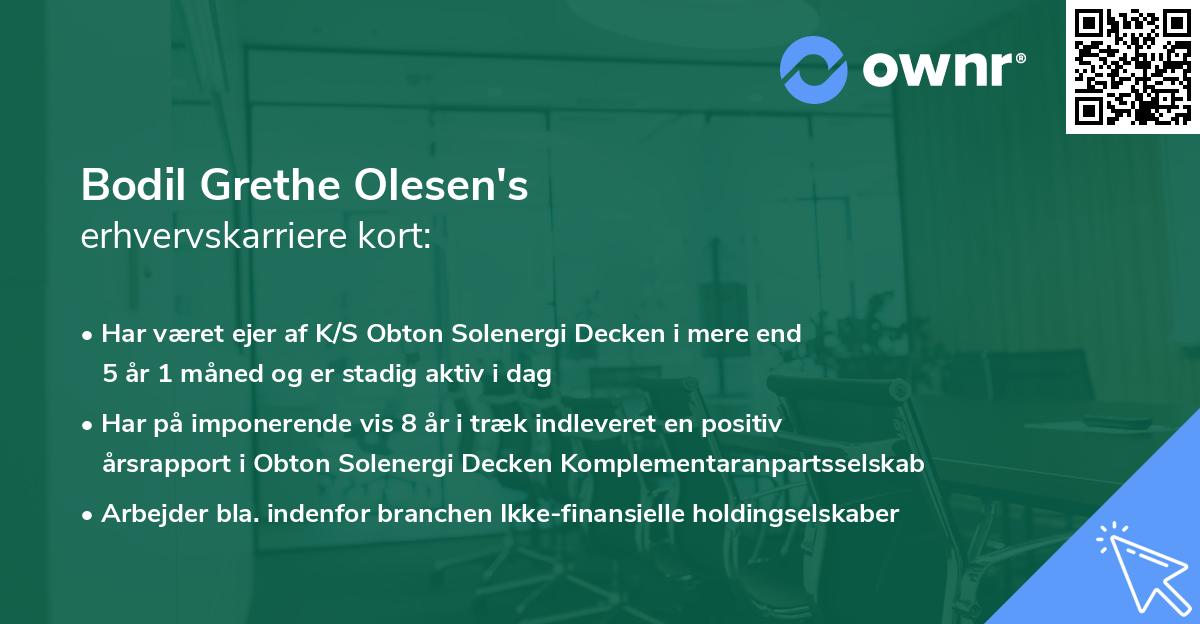 Bodil Grethe Olesen's erhvervskarriere kort