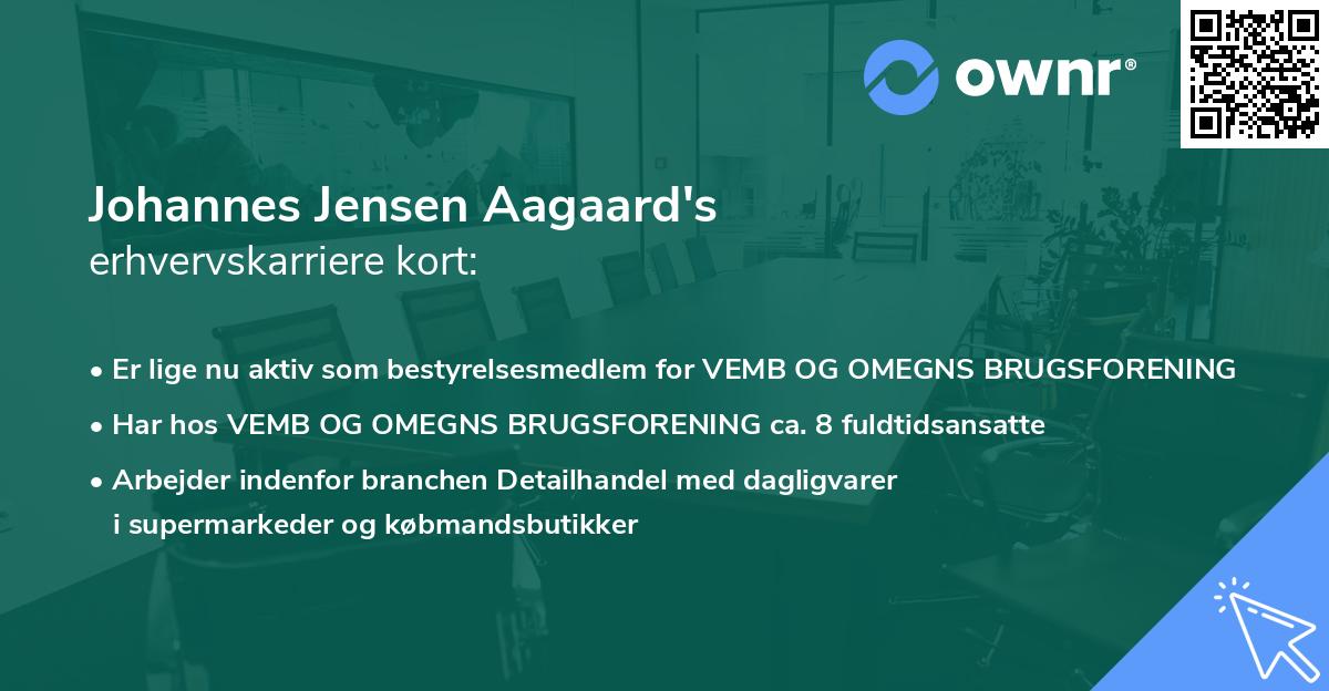 Johannes Jensen Aagaard's erhvervskarriere kort