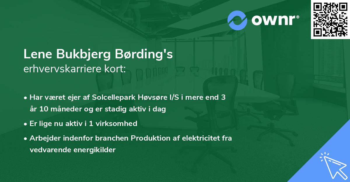 Lene Bukbjerg Børding's erhvervskarriere kort