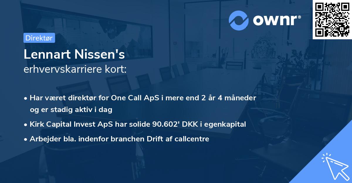 Lennart Nissen's erhvervskarriere kort