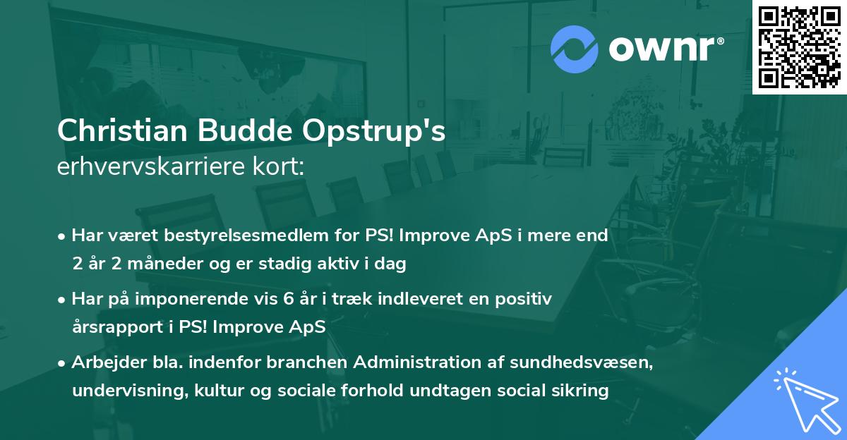 Christian Budde Opstrup's erhvervskarriere kort
