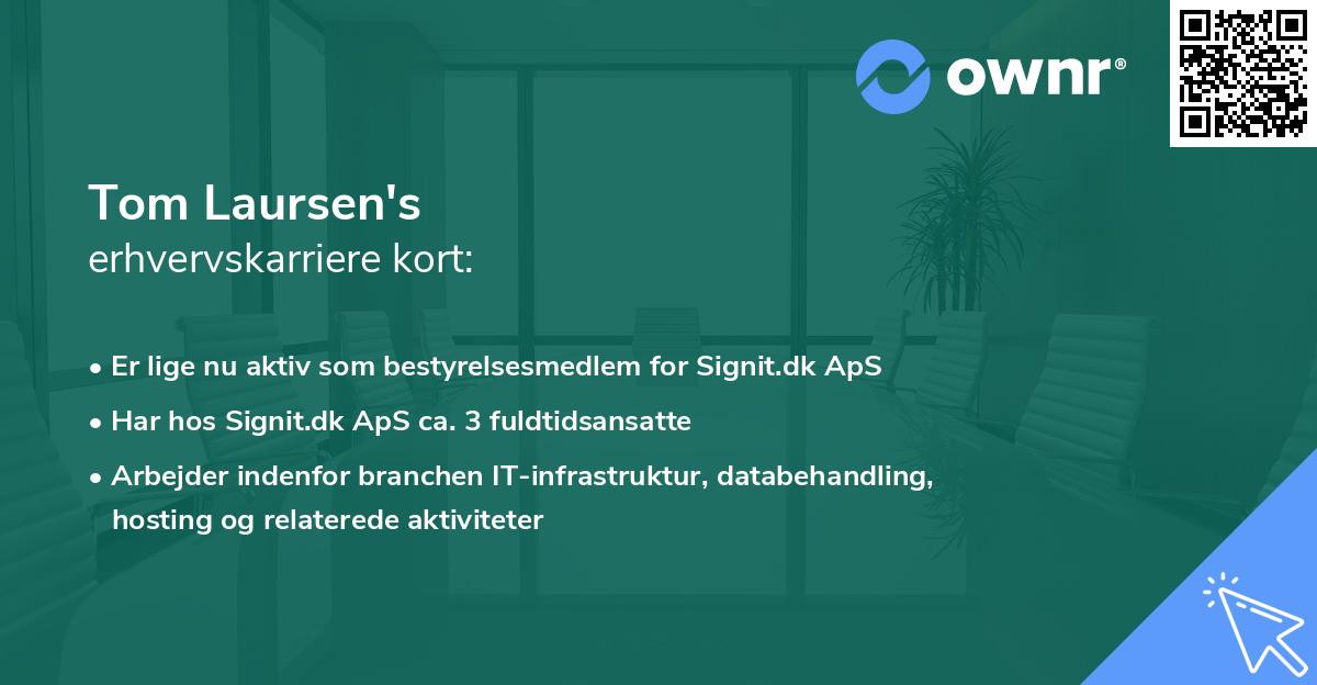 Tom Laursen's erhvervskarriere kort