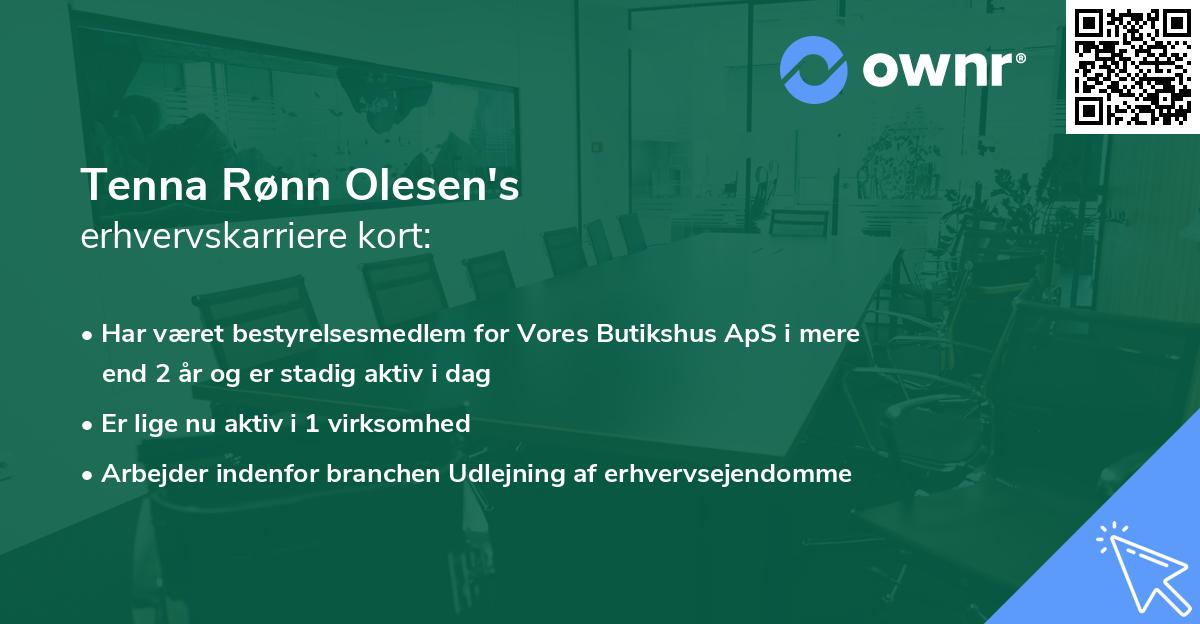 Tenna Rønn Olesen's erhvervskarriere kort