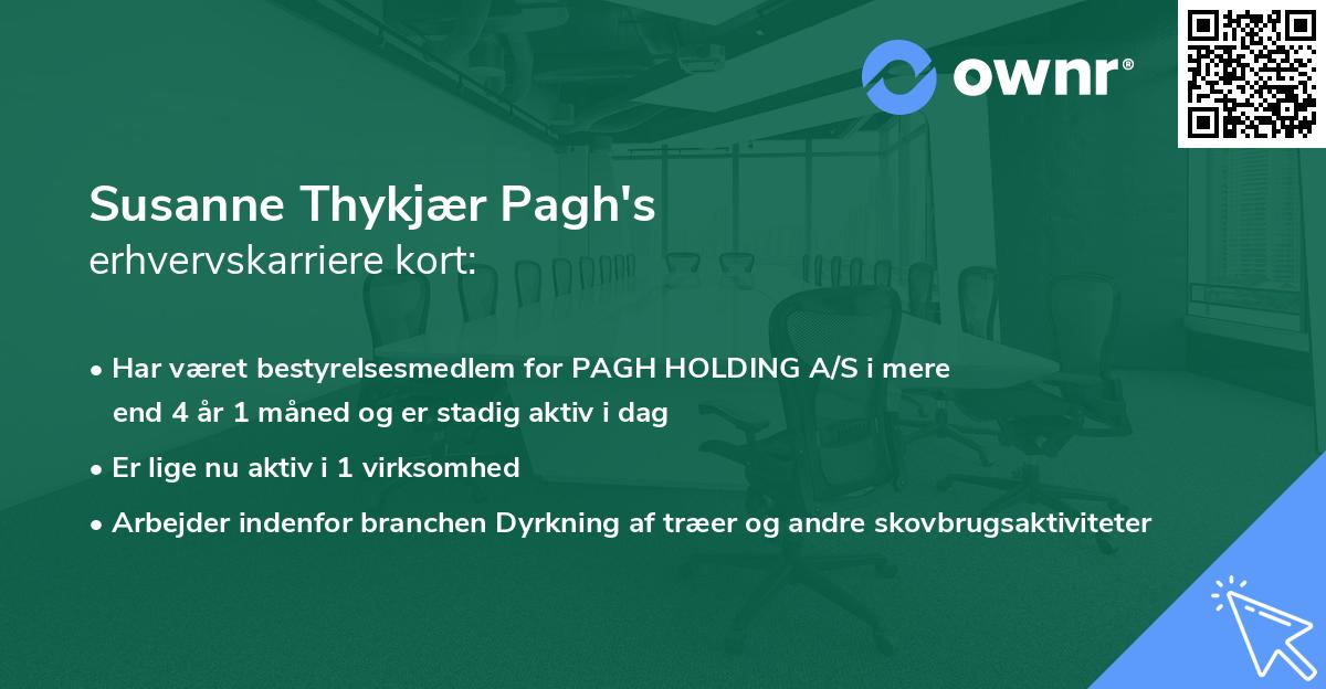 Susanne Thykjær Pagh's erhvervskarriere kort