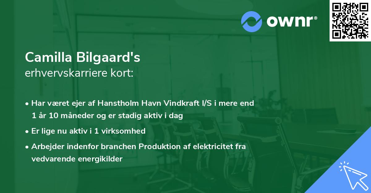 Camilla Bilgaard's erhvervskarriere kort