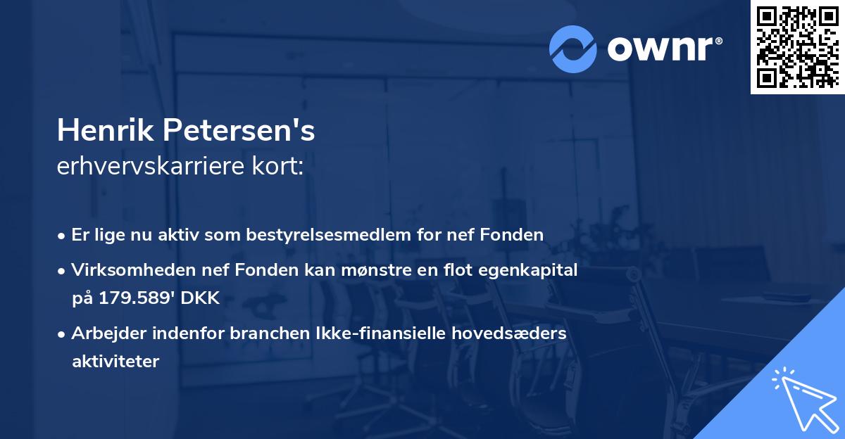 Henrik Petersen's erhvervskarriere kort