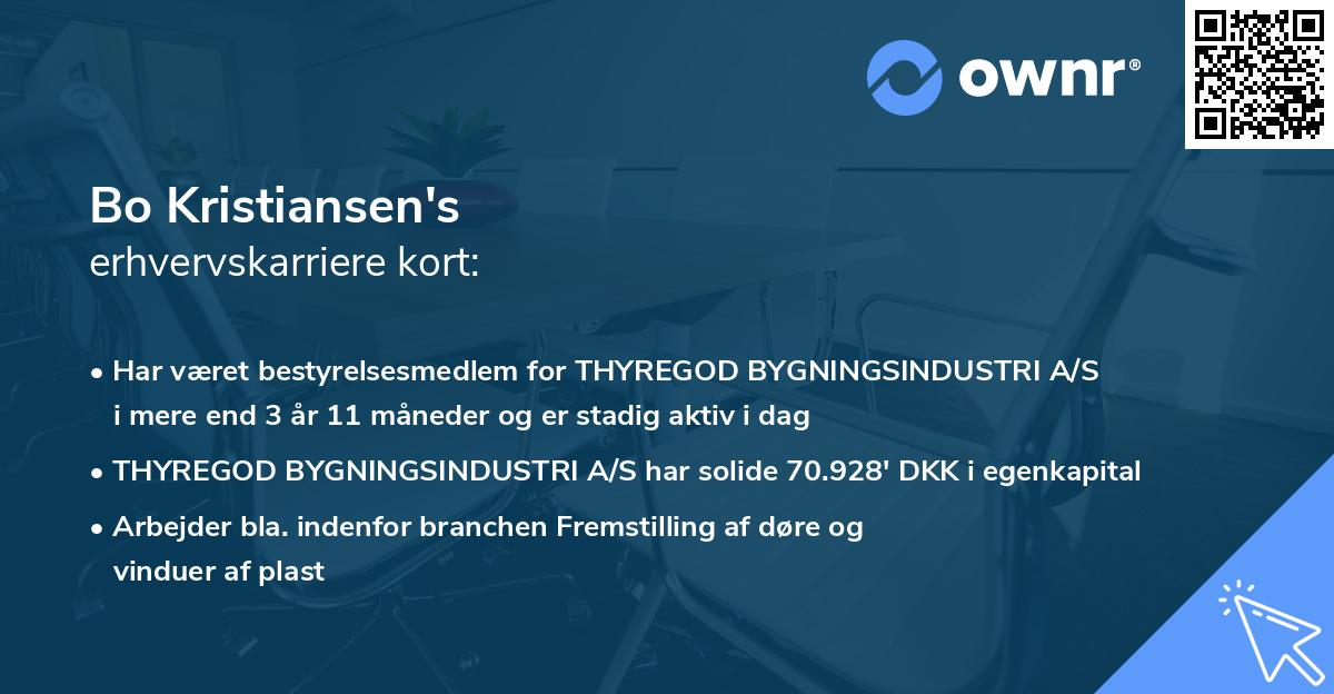 Bo Kristiansen's erhvervskarriere kort