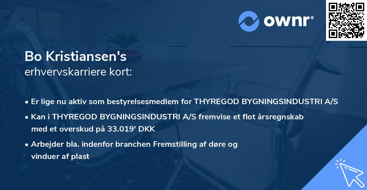 Bo Kristiansen's erhvervskarriere kort