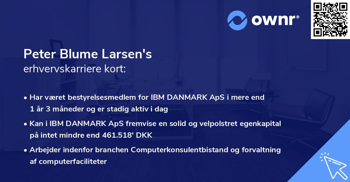 Peter Blume Larsen's erhvervskarriere kort